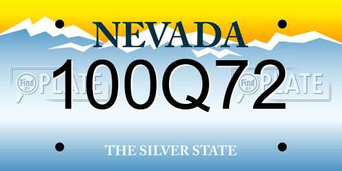 100Q72 Nevada License Plate