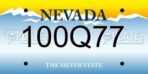 100Q77 Nevada License Plate