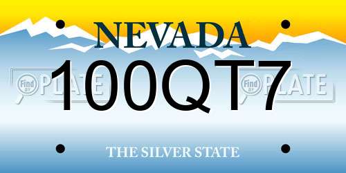 100QT7 Nevada License Plate