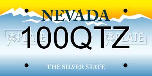 100QTZ Nevada License Plate