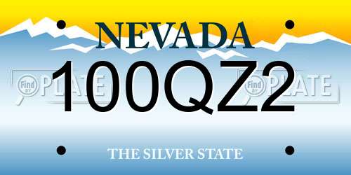 100QZ2 Nevada License Plate
