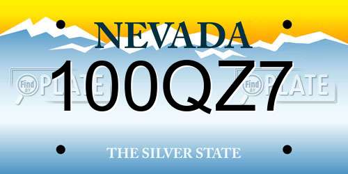 100QZ7 Nevada License Plate