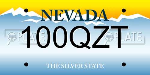 100QZT Nevada License Plate
