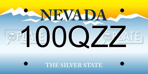 100QZZ Nevada License Plate
