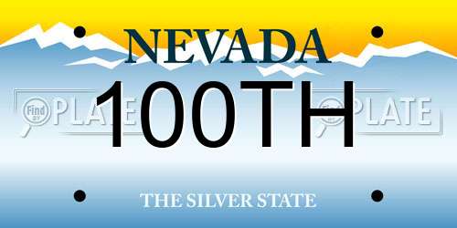 100TH Nevada License Plate