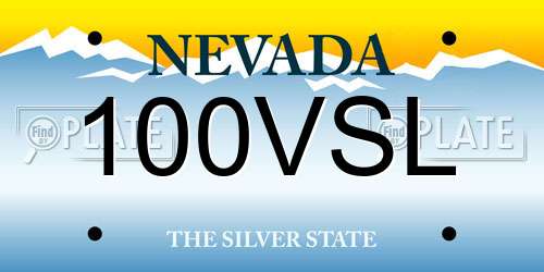 100VSL Nevada License Plate