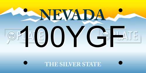 100YGF Nevada License Plate