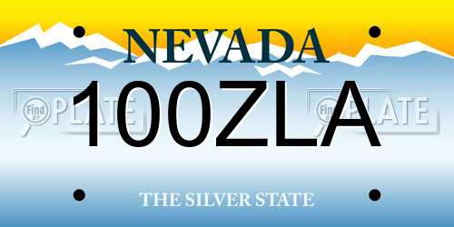 100ZLA Nevada License Plate