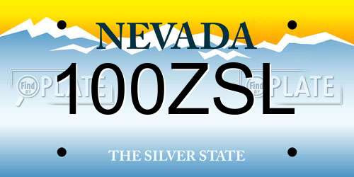 100ZSL Nevada License Plate