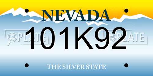 101K92 Nevada License Plate