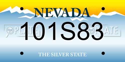 101S83 Nevada License Plate