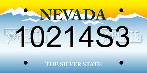 10214S3 Nevada License Plate