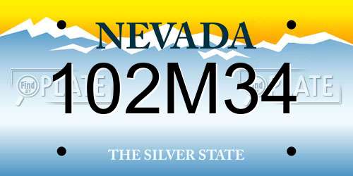 102M34 Nevada License Plate