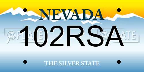 102RSA Nevada License Plate