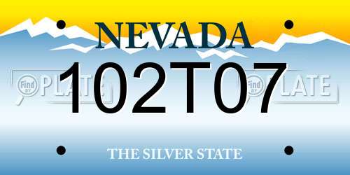 102T07 Nevada License Plate
