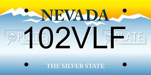 102VLF Nevada License Plate
