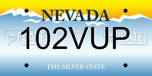 102VUP Nevada License Plate