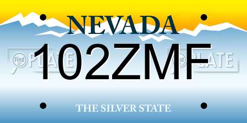 102ZMF Nevada License Plate