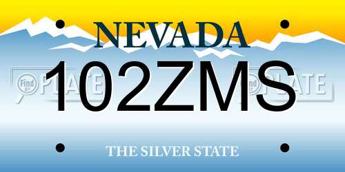 102ZMS Nevada License Plate