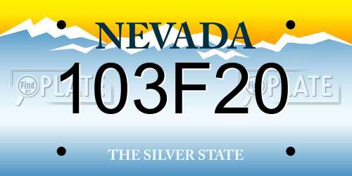 103F20 Nevada License Plate