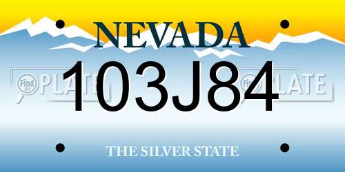 103J84 Nevada License Plate