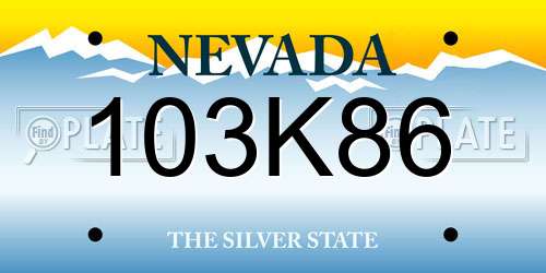 103K86 Nevada License Plate
