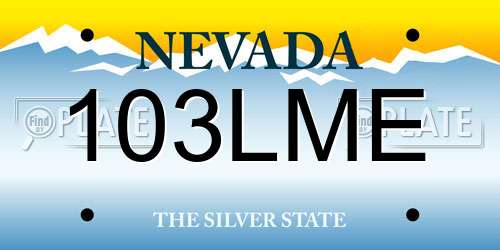 103LME Nevada License Plate