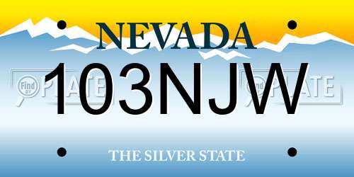 103NJW Nevada License Plate