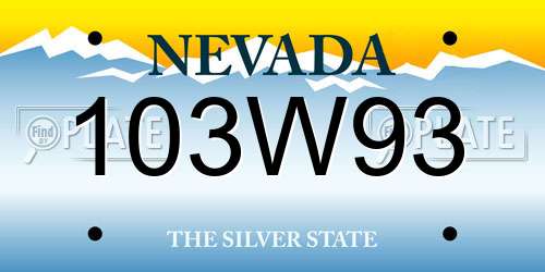 103W93 Nevada License Plate
