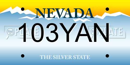 103YAN Nevada License Plate
