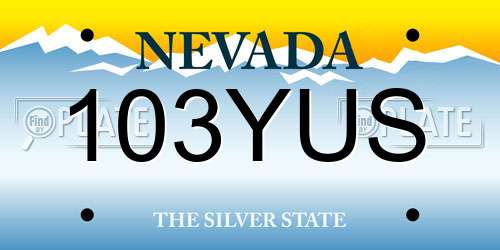 103YUS Nevada License Plate