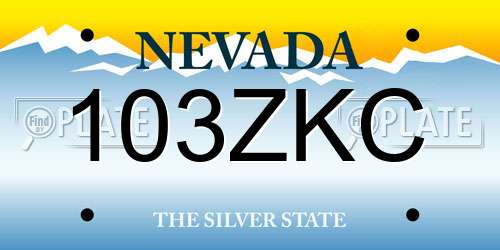 103ZKC Nevada License Plate