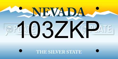 103ZKP Nevada License Plate