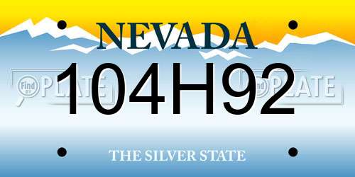 104H92 Nevada License Plate