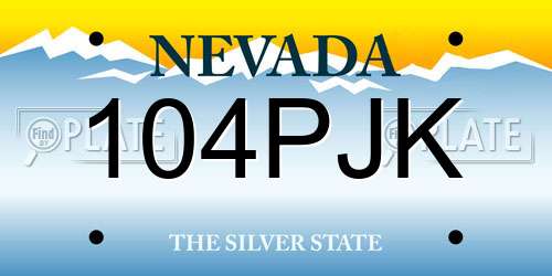 104PJK Nevada License Plate