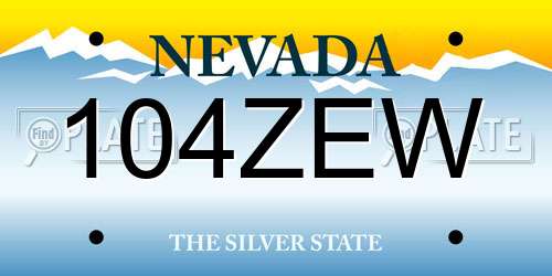 104ZEW Nevada License Plate