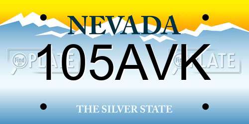 105AVK Nevada License Plate