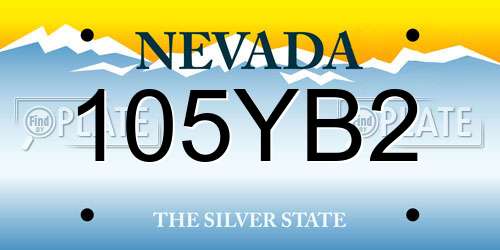 105YB2 Nevada License Plate