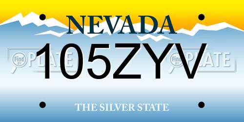 105ZYV Nevada License Plate