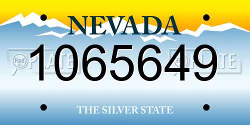 1065649 Nevada License Plate