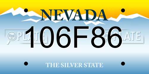 106F86 Nevada License Plate