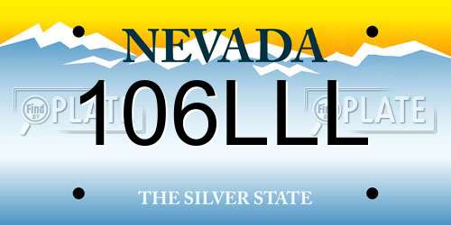 106LLL Nevada License Plate