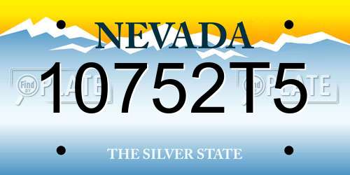 10752T5 Nevada License Plate
