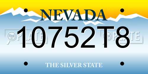10752T8 Nevada License Plate