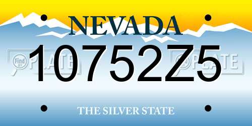 10752Z5 Nevada License Plate