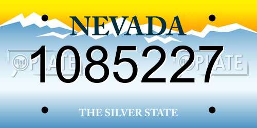 1085227 Nevada License Plate