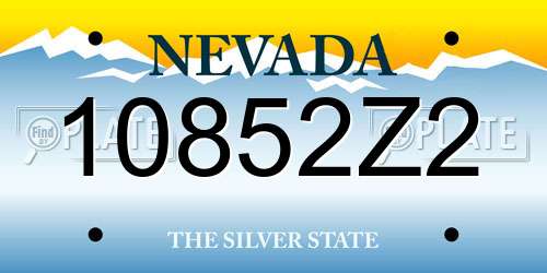 10852Z2 Nevada License Plate
