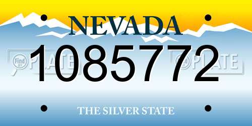 1085772 Nevada License Plate