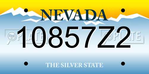 10857Z2 Nevada License Plate