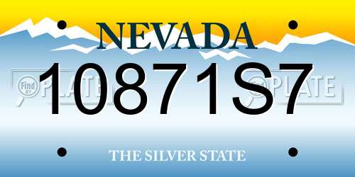 10871S7 Nevada License Plate